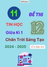 11 Đề thi Tin học 12 giữa Kì 1 Chân Trời Sáng Tạo 2024-2025 (Có đáp án)